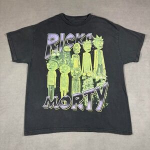 Adult Swim Rick and Morty T-Shirt Men Large Black Graphic Tee Short Sleeve